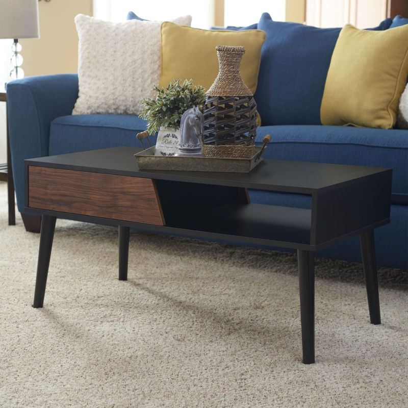 Mid-Century Two-Tone Coffee Table with Storage