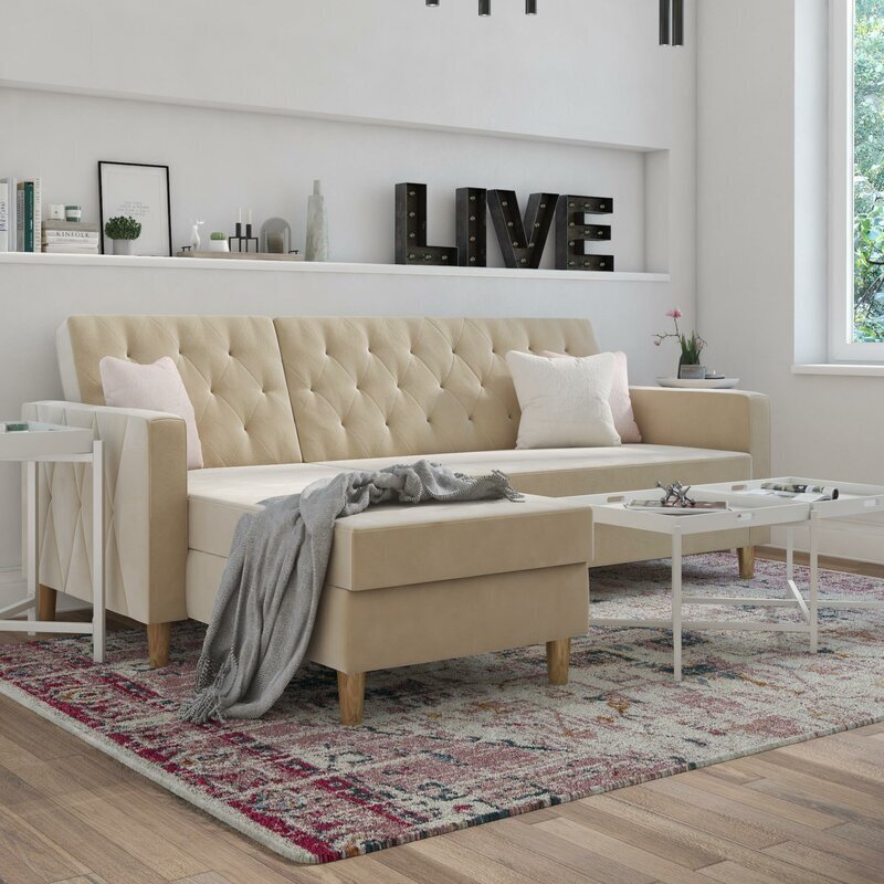 Ivory Colored Sectional With Recliner And Chaise