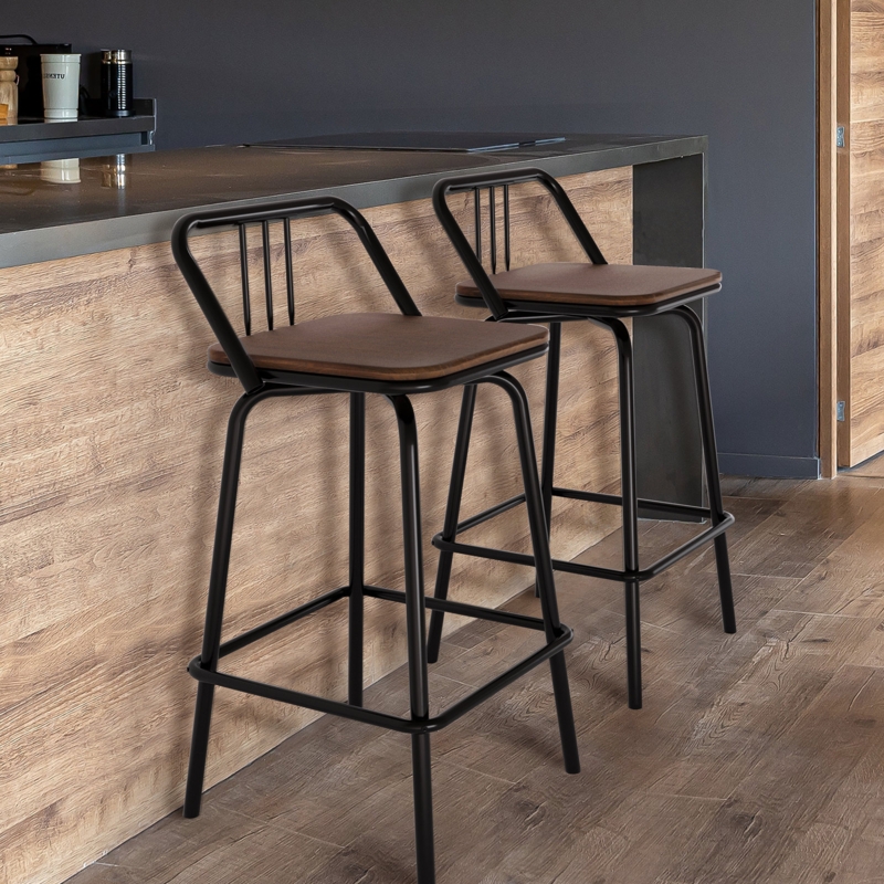 Swivel Counter Bar Stools with Wood Grain Top