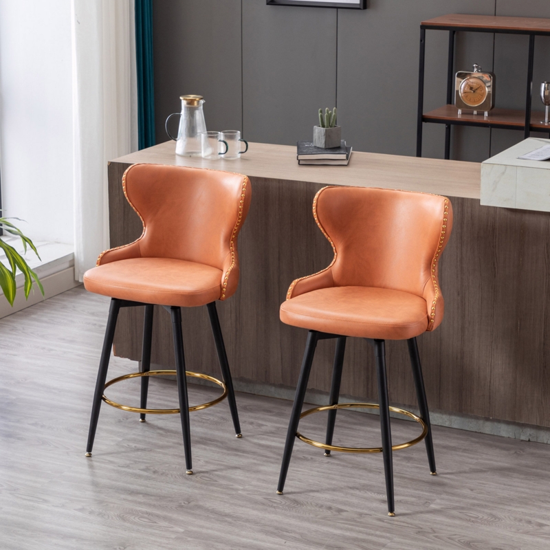 25" Modern Leathaire Fabric Bar Chair