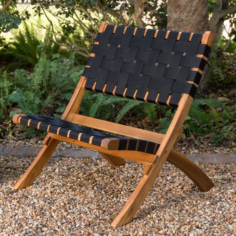 Low-Slung Acacia Folding Chair