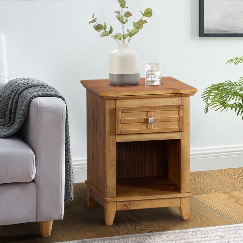 Classic Nightstand with Drawer and Shelf