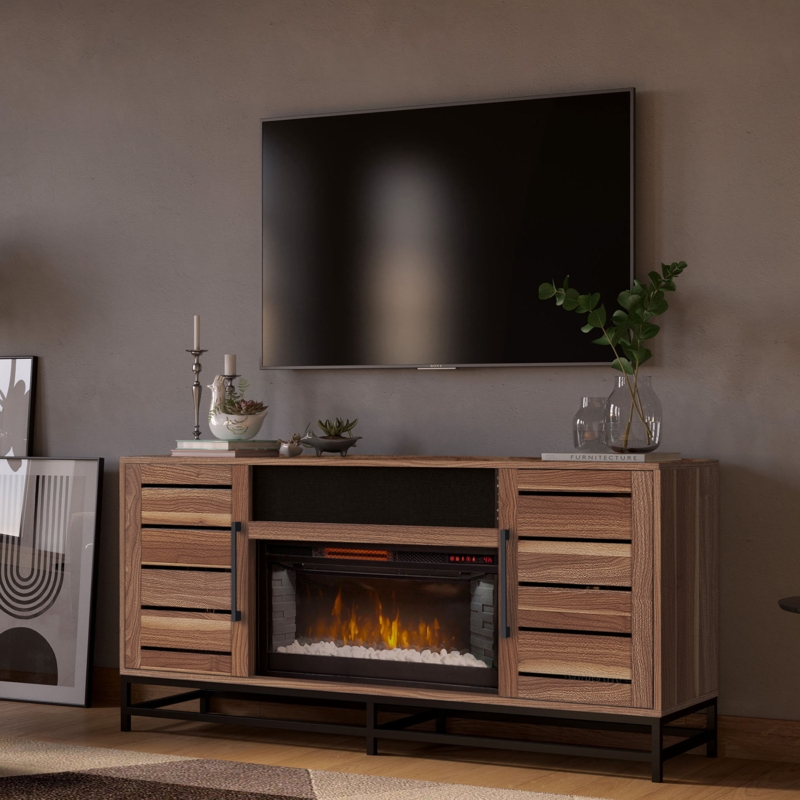 Electric Fireplace TV Stand with Bluetooth Sound System