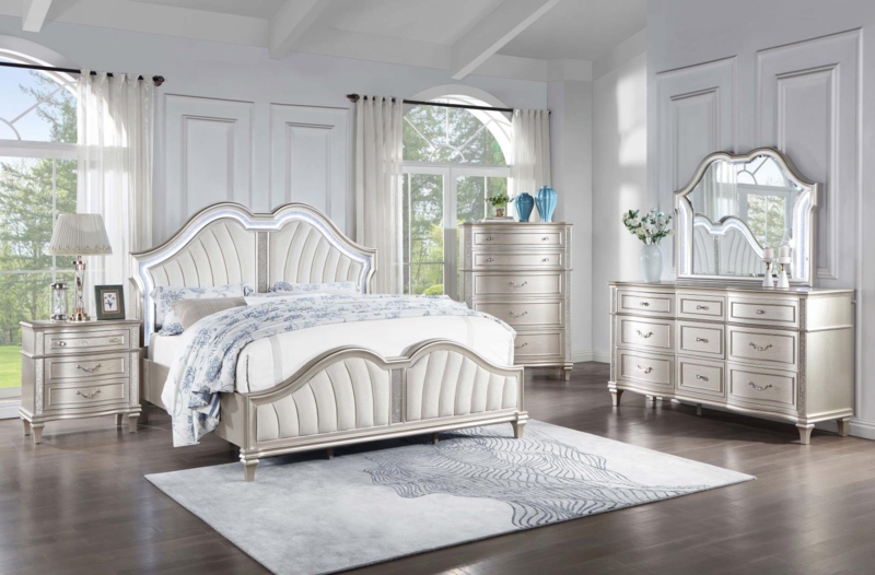 Glam Bedroom Set with Double Arch Bed