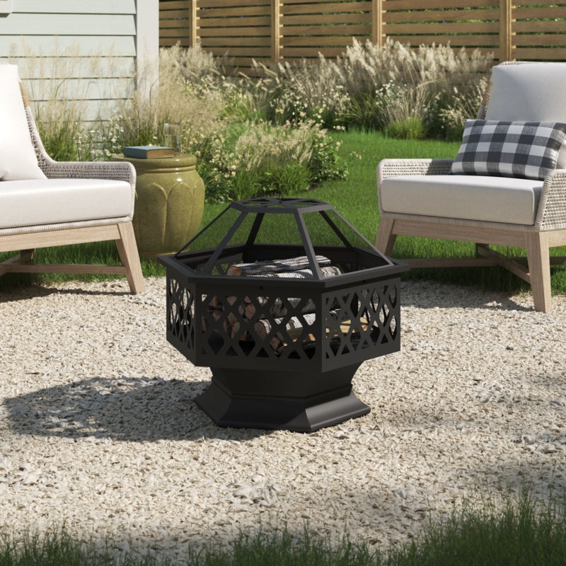 Hexagonal Outdoor Fire Pit with Accessories
