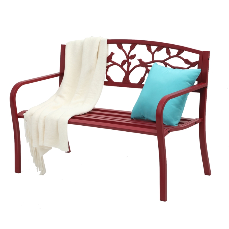 Antique-Inspired Red Park Bench