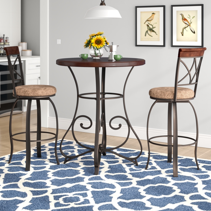 Curved Pub Table Set with Swivel Bar Stools