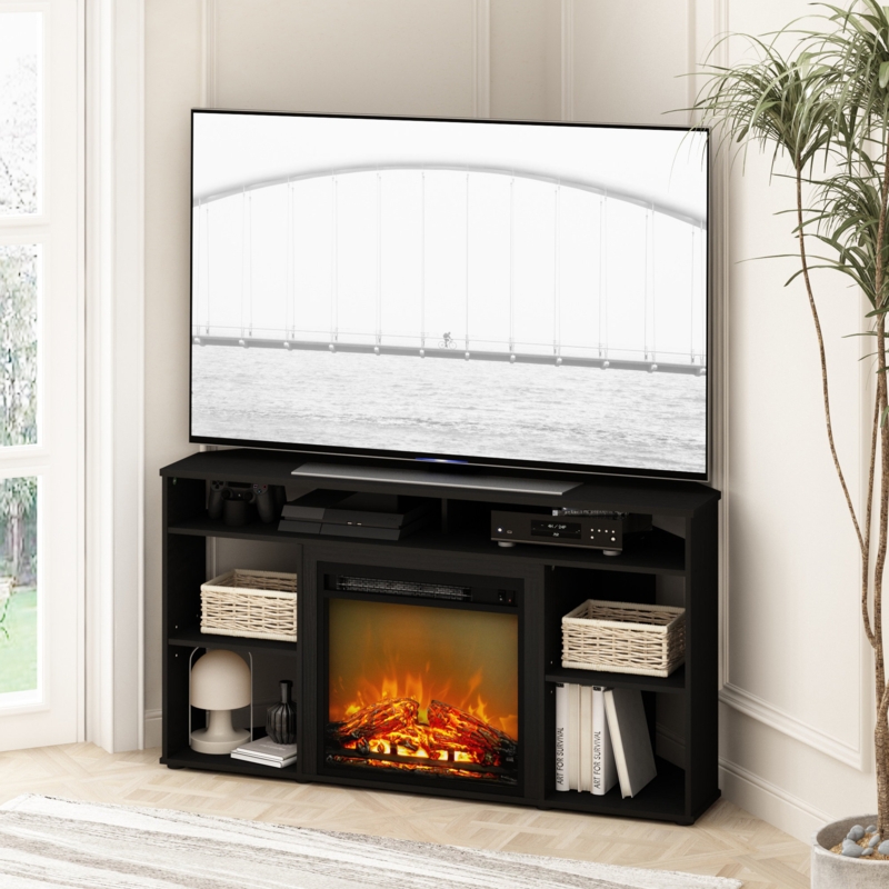 Sleek TV Stand with Electric Fireplace
