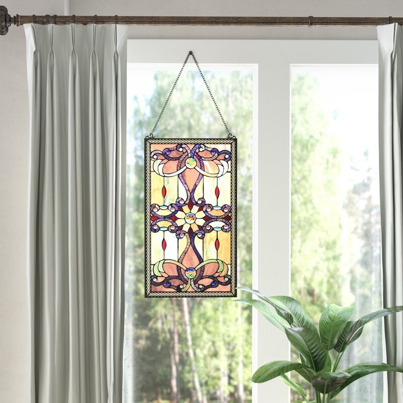Jewel Toned Large Stained Glass Window Hangings 