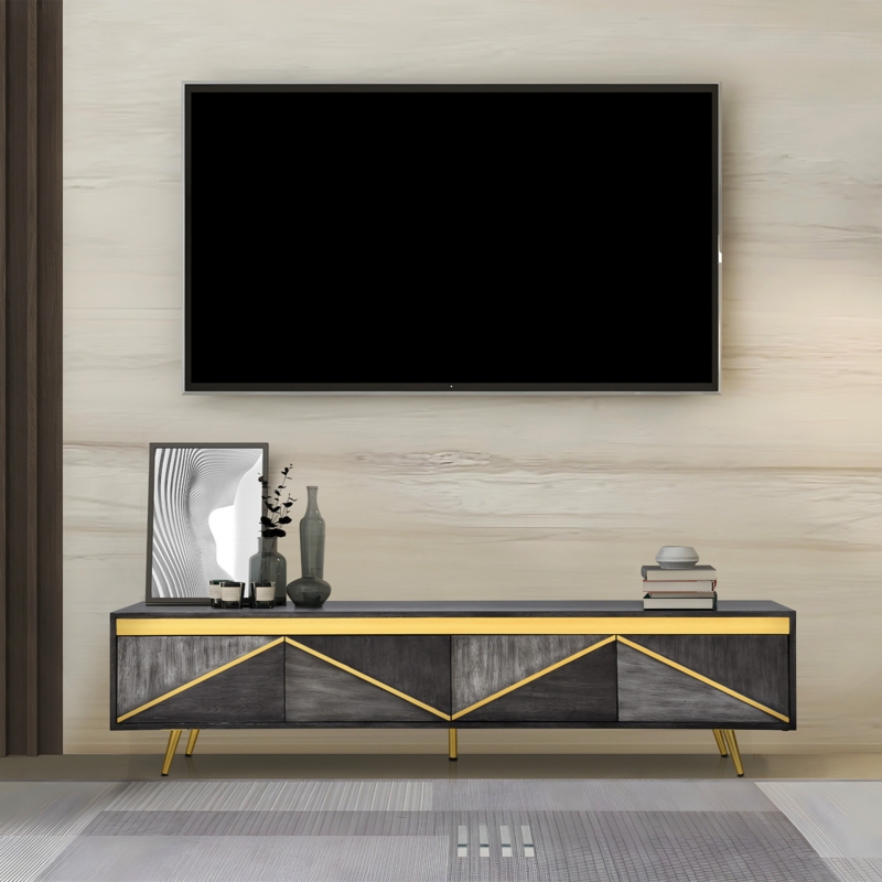 Modern TV Stand with Push-to-Open Cabinets