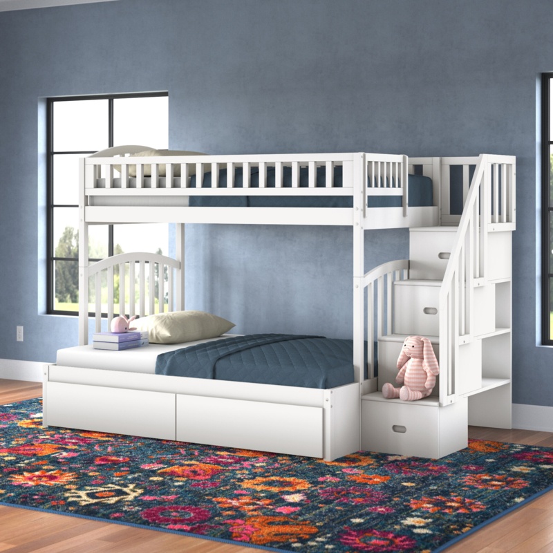 Twin-Over-Twin Solid Wood Bunk Bed with Storage