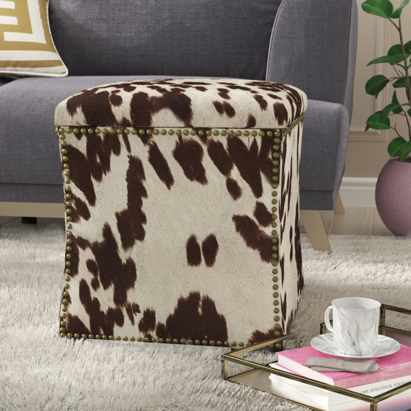 Trendsetting Storage Ottoman with Nail Button Detail