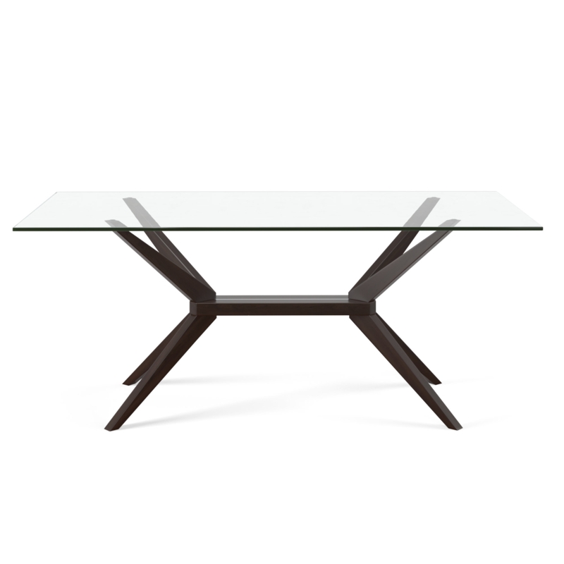 Tempered Glass Dining Table with Solid Beech Base
