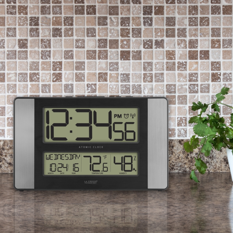 Atomic Digital Wall Clock with Temperature and Humidity