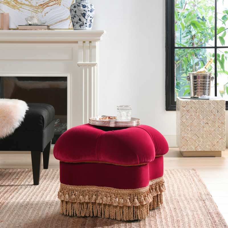 Traditional Fringed Ottoman with Skirt