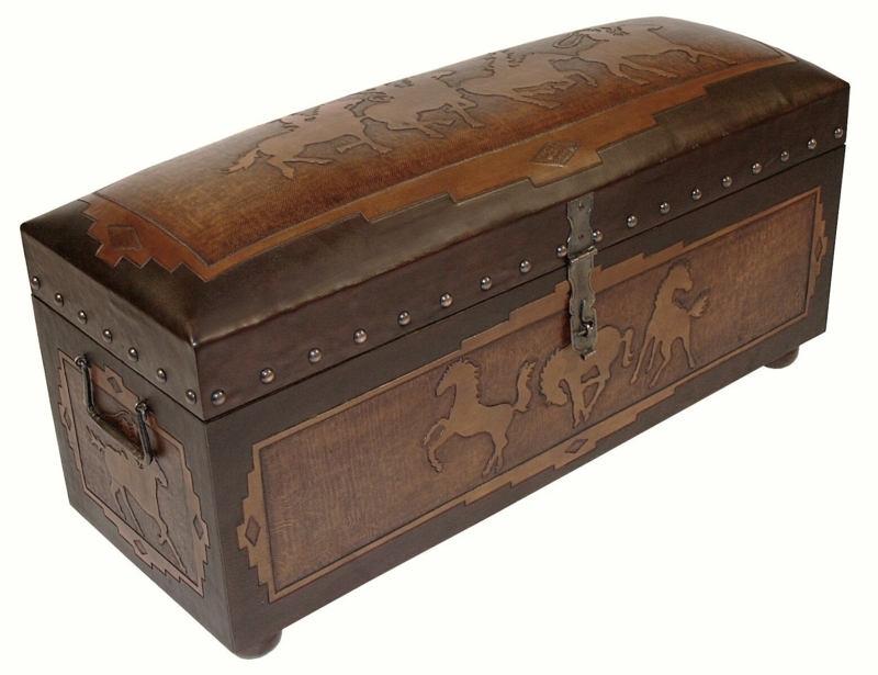 Handcrafted Trunk Bench with Saddle Leather