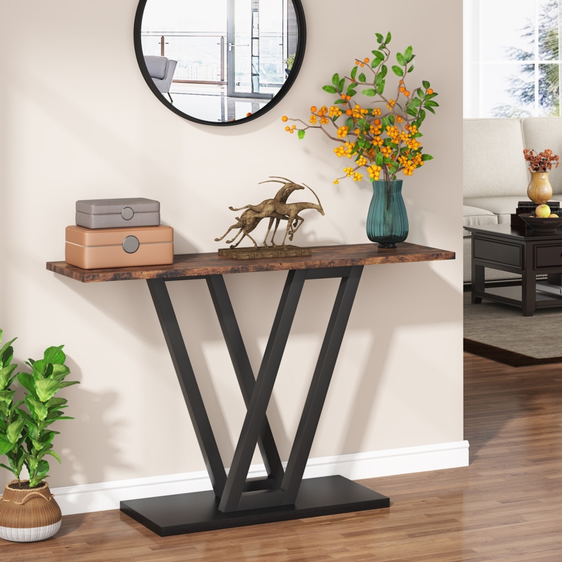 Industrial-Style Console Table with Rustic Top