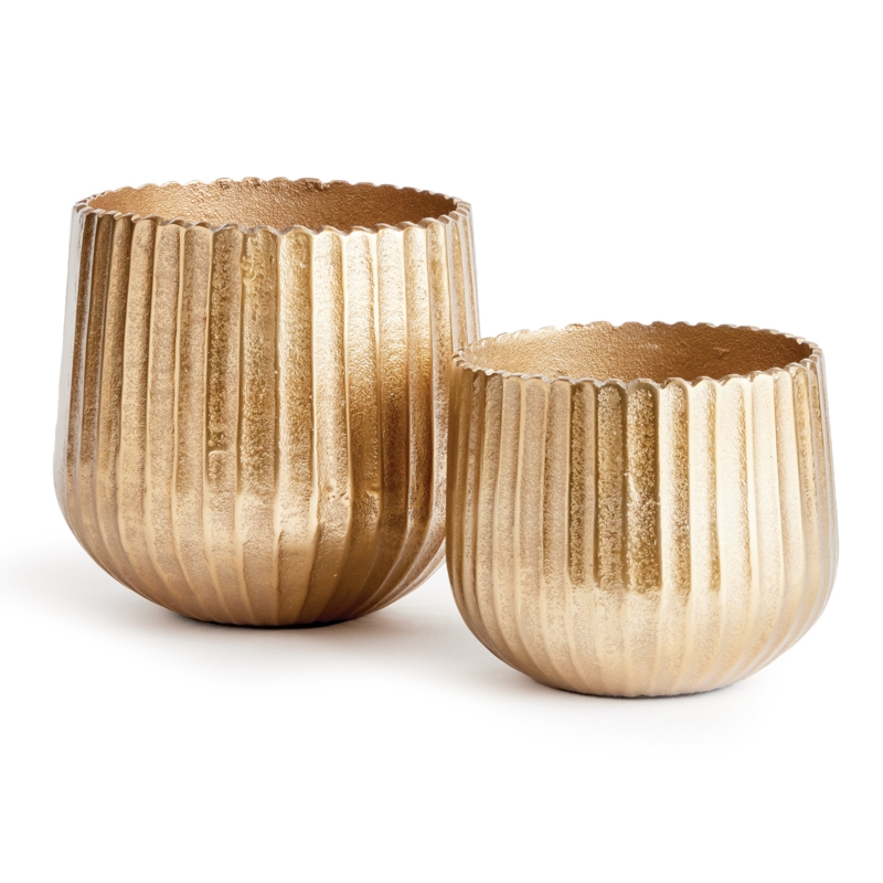 Ribbed Cachepots with Scalloped Rim (Set of Two)