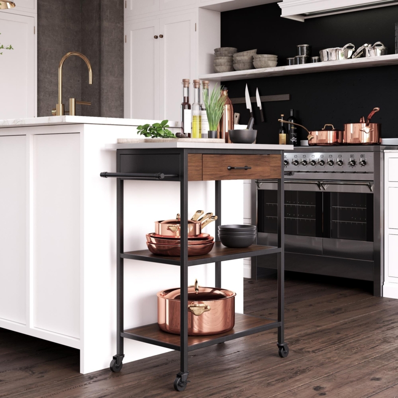 Kitchen Cart with Modern Rustic Design