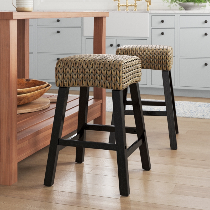 Coastal Counter Stools with Water Hyacinth Seagrass Seat