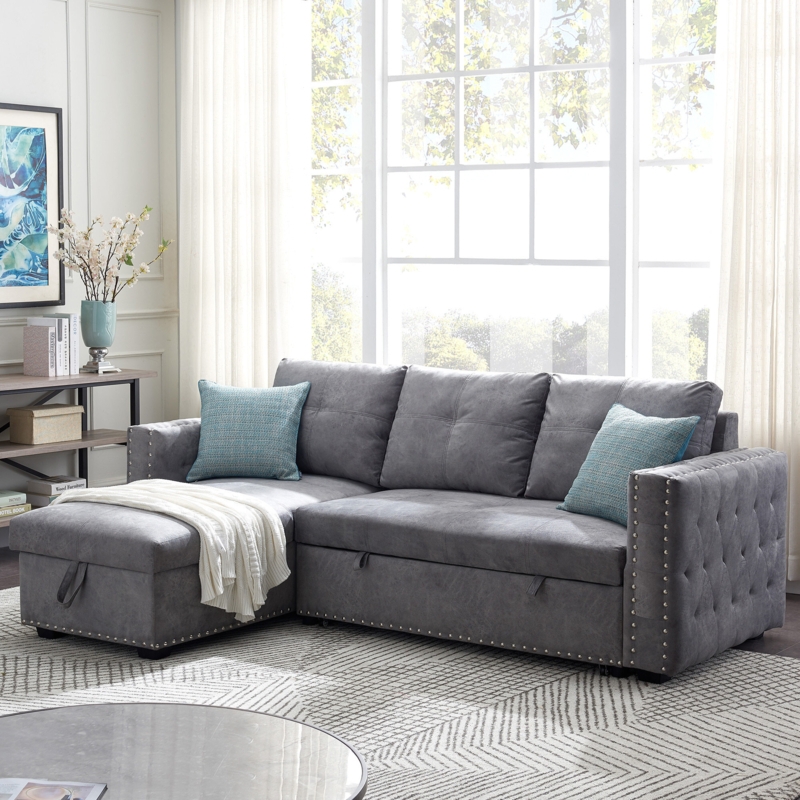 Sectional Sleeper Sofa with Storage Chaise