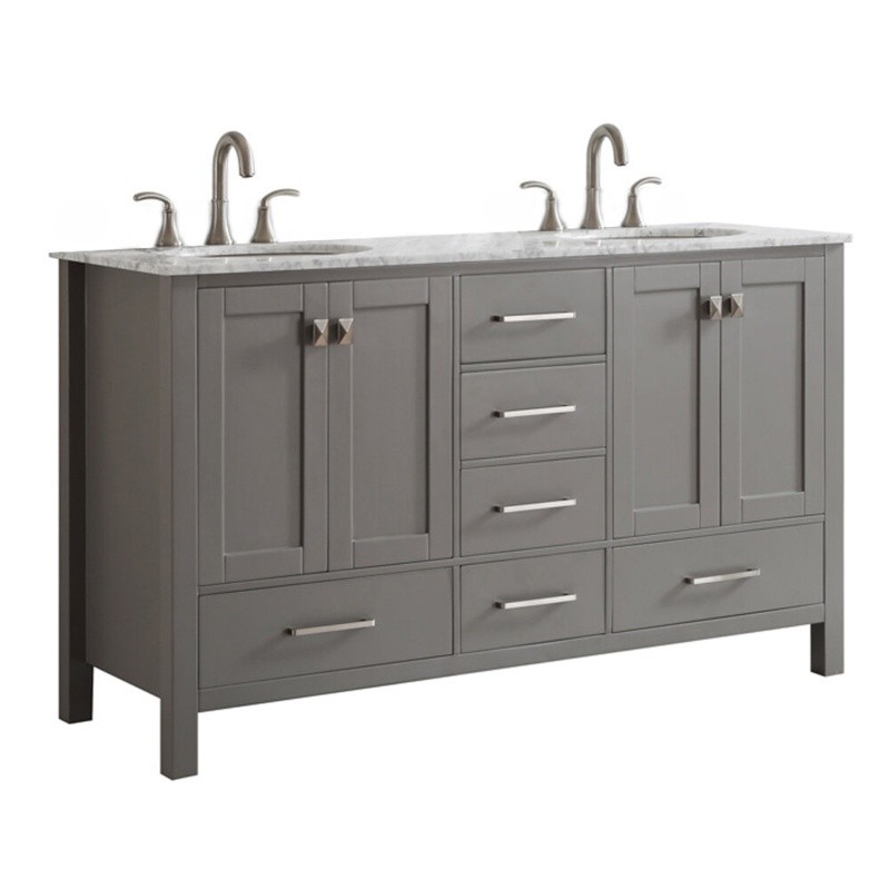 Karine 60'' Free-standing Double Bathroom Vanity with Marble Vanity Top