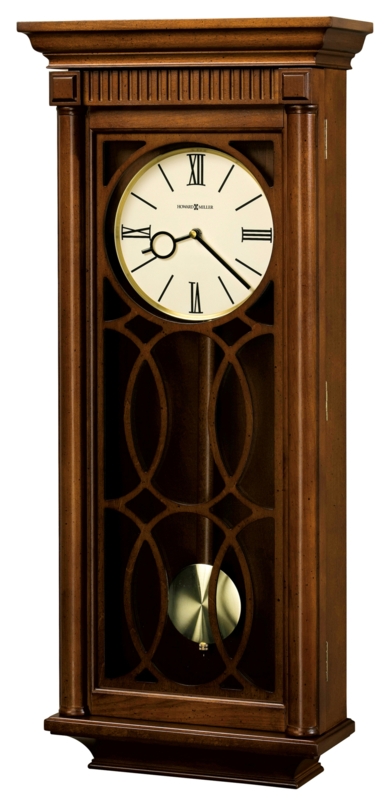 Wooden Flat-Top Wall Clock with Fret-Cut Grill