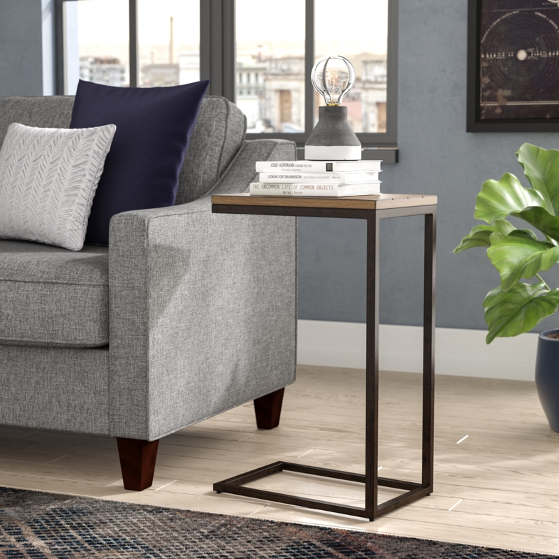 Industrial C-Shaped End Table
