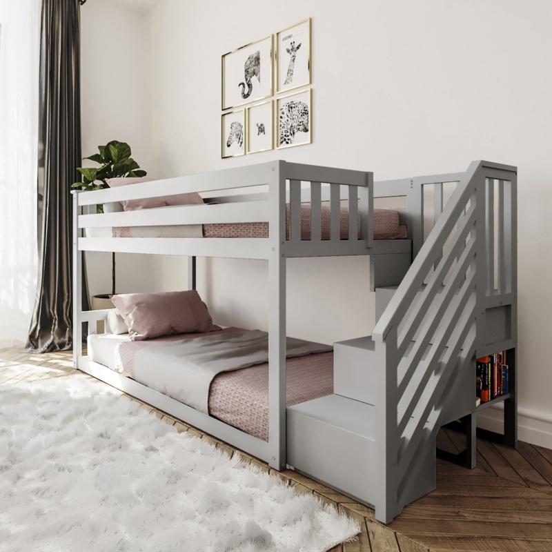 Kean Twin Over Twin Solid Wood Standard Bunk Bed with Shelves by Harriet Bee