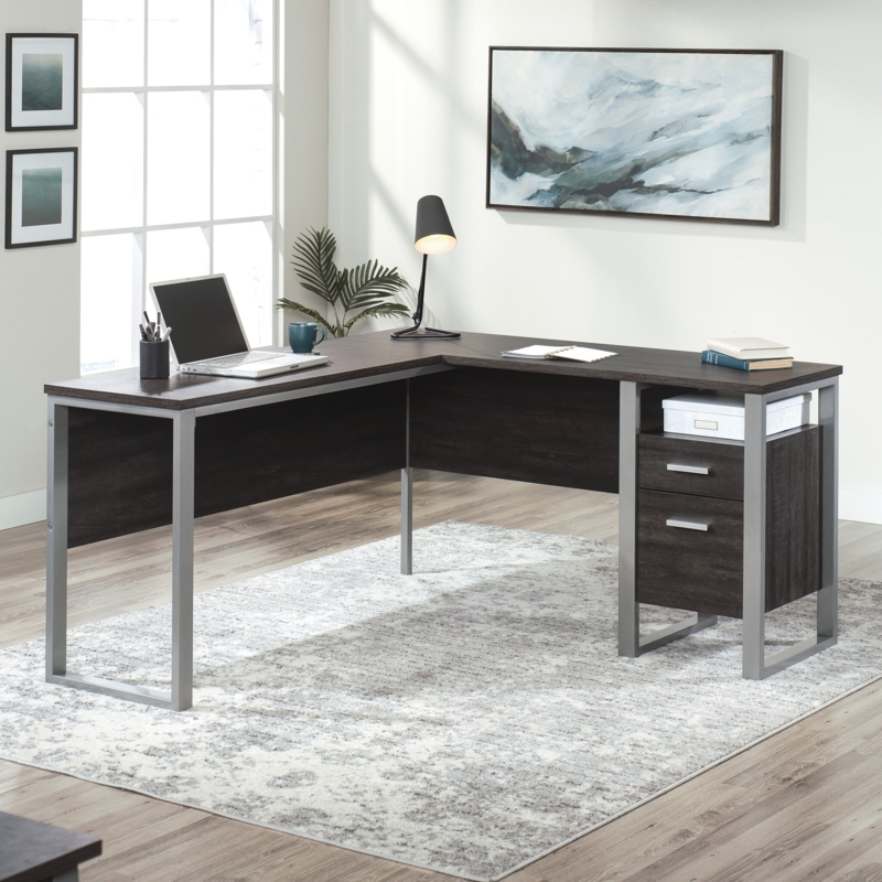 L-Shaped Desk with Storage and File Drawer