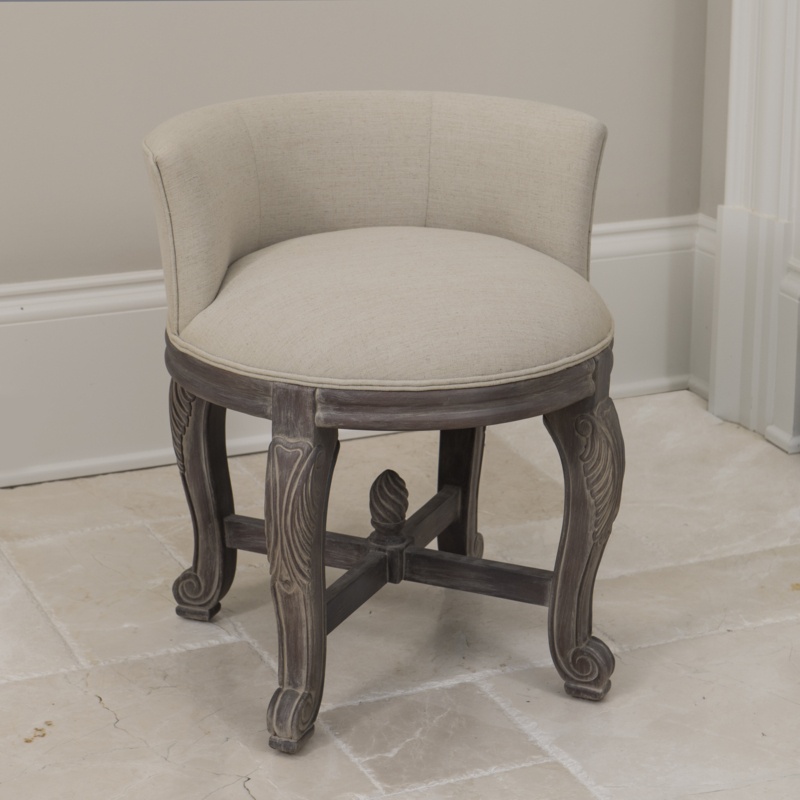 European-Inspired Vanity Chair with Sandstone Finish