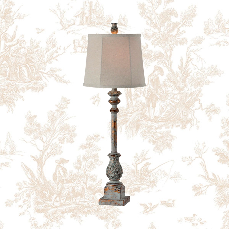 Distressed Buffet Table Lamp Set