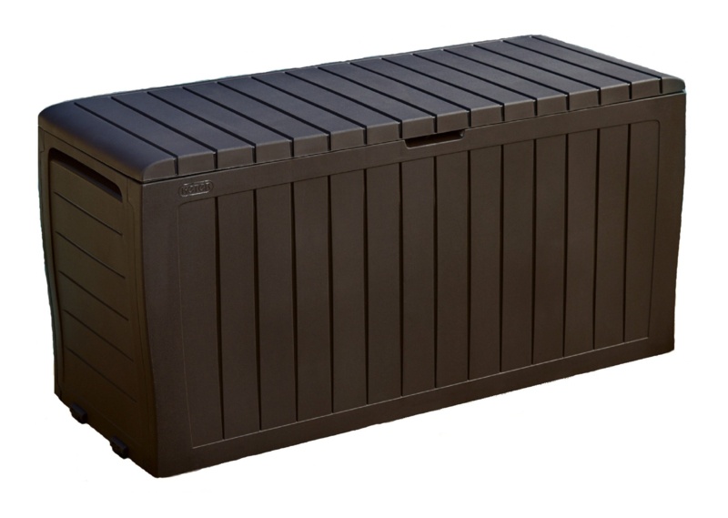 Keter 71 Gallons Gallon Water Resistant Lockable Deck Box with Wheels in Dark Brown