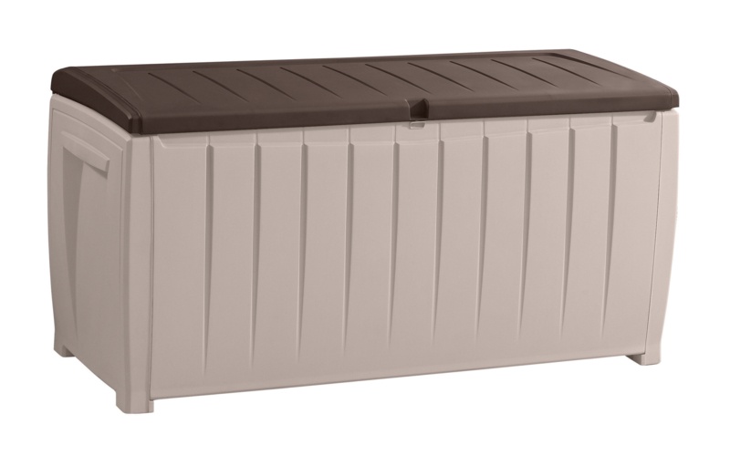 Keter Novel 90 Gallon Resin Deck Box Organization and Storage Outdoor For Lawn Patio