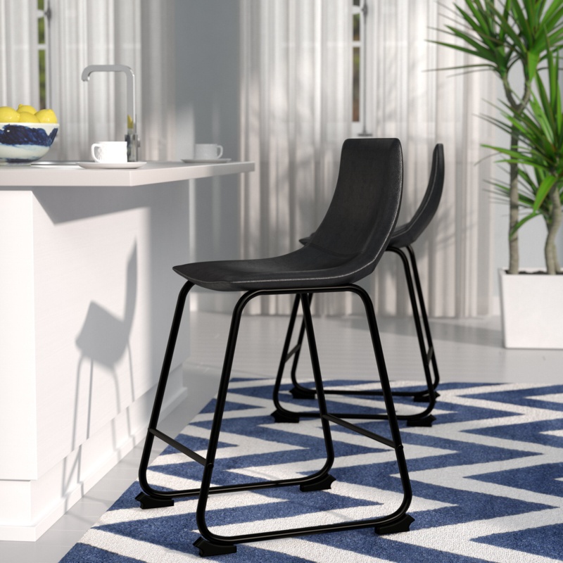 Faux Leather Barstools with Powder-Coated Steel Legs