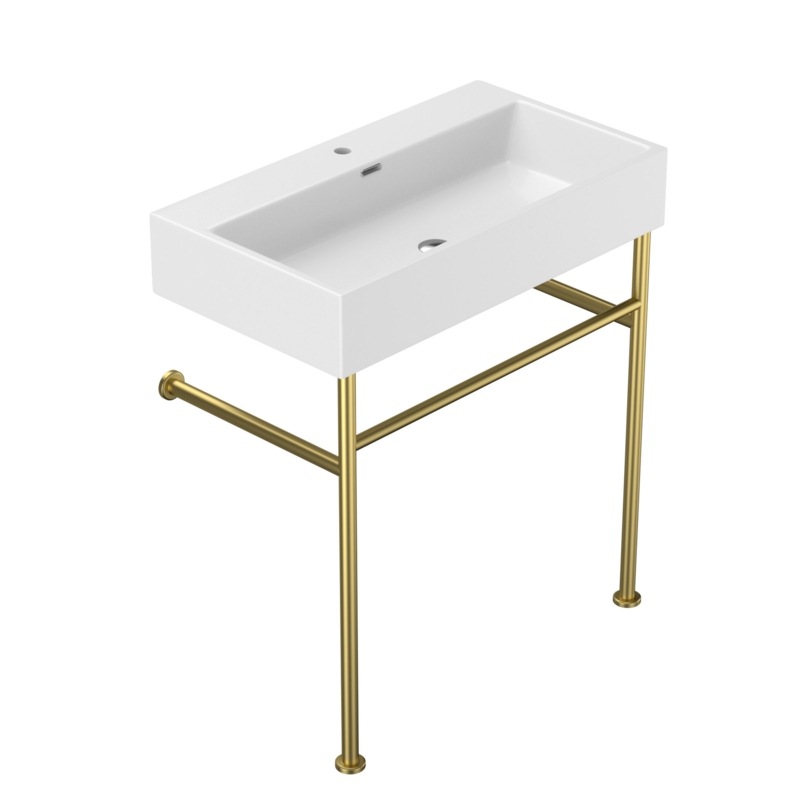 Console Sink with Ceramic Countertop and Stainless Steel Legs