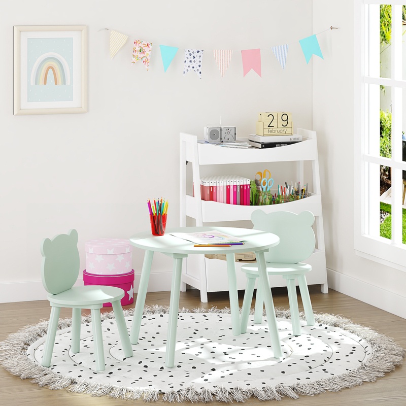 Kids' Table and Chairs Set with Cute Bear Shapes