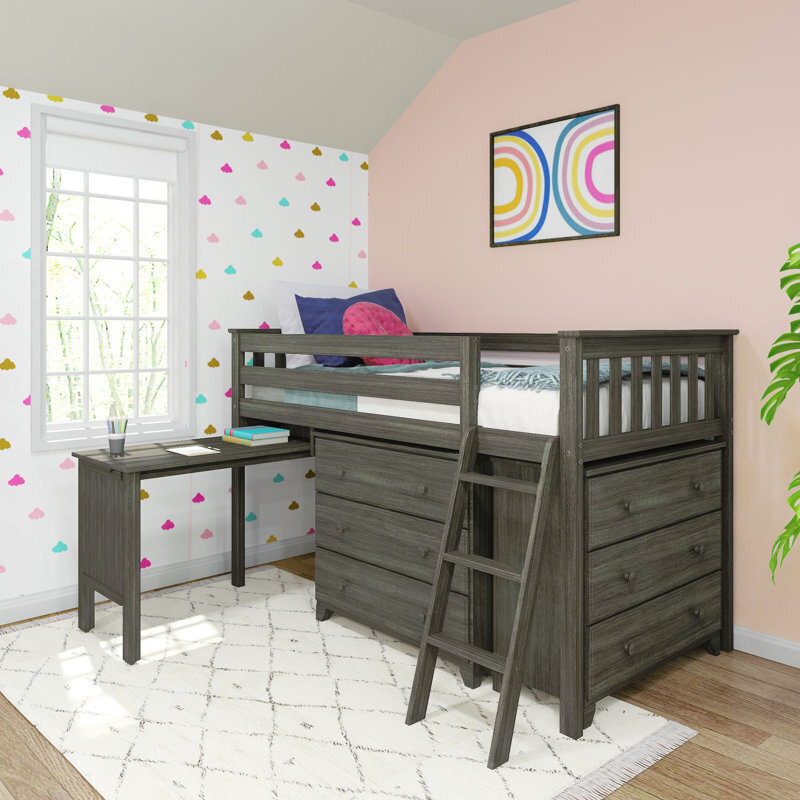 Kids Loft Bed with Desk and Drawers