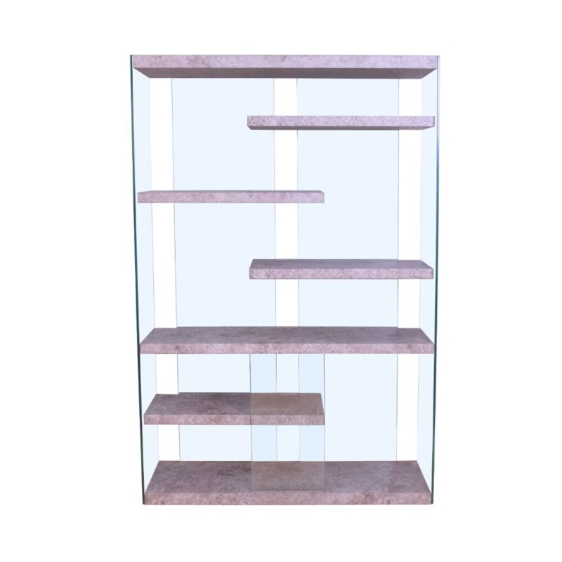 Suspended Glass and Faux Stone Bookshelf