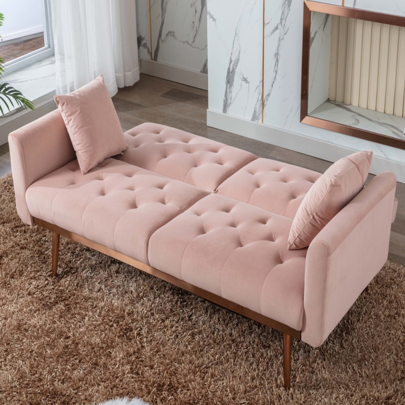 Velvet Sofa with Rose Gold Accent Legs