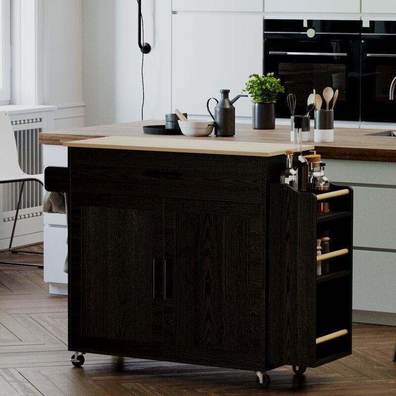Kitchen Island With Drop Leaf and Wheels