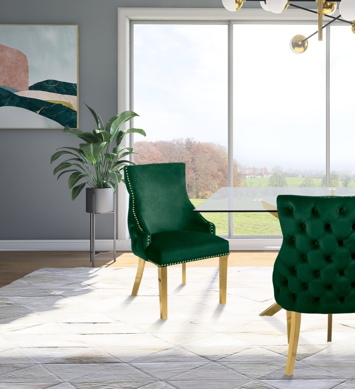 Kloss Tufted Side Chair in Emerald Green