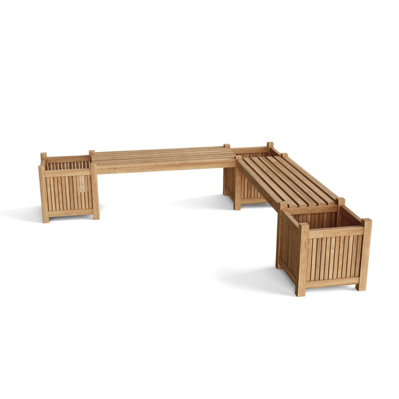 Modular Planter Bench Set for Outdoors