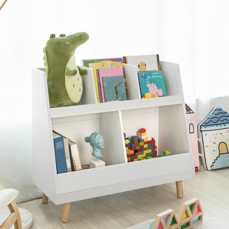 Children's Storage Bookcase and Toy Bin Organizer