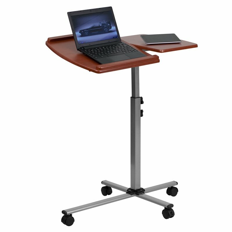 Mobile Computer Desk with Tilting Work Surface