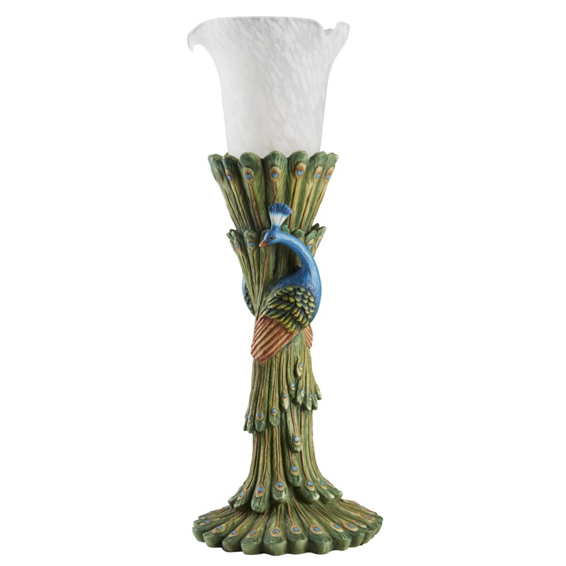 Twin Peacock Torchiere Table Lamp