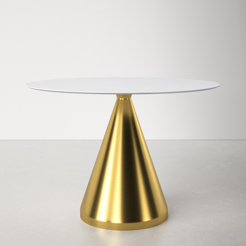 Oval Dining Table with Gold Metal Pedestal