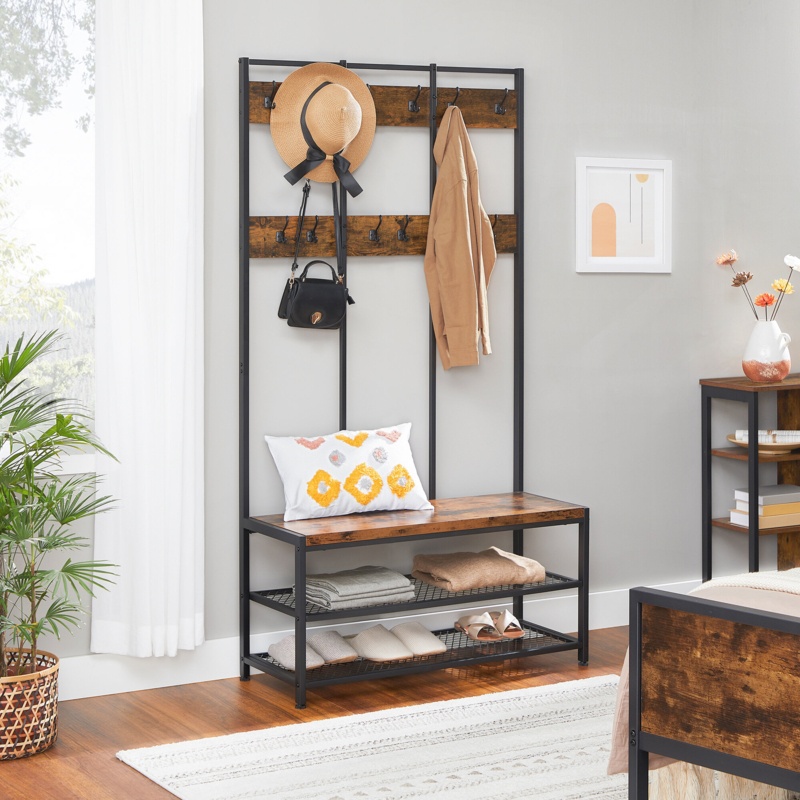 Lakyah 39.4'' Wide Hall Tree with Bench and Shoe Storage