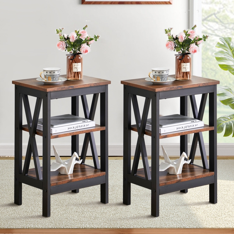  WLIVE Side Table, Small End Table, Adjustable 3-Tier
