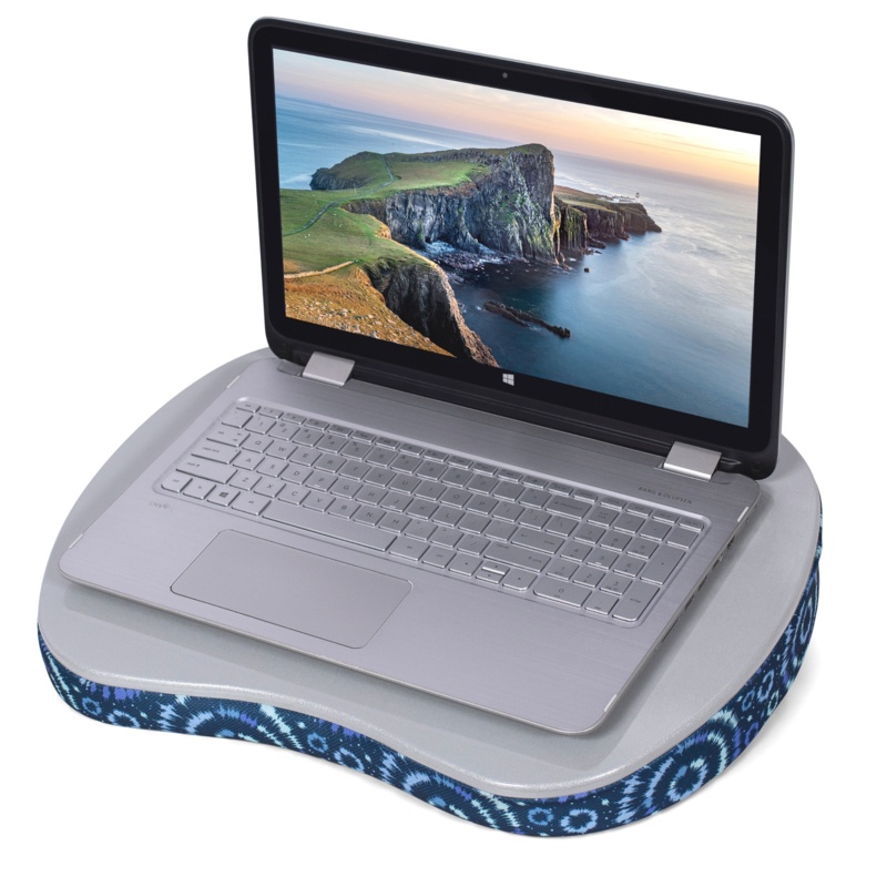Lap Desk For Laptop And Writing - Blue Sunbursts - Laptop Stand Accessories - Home Office Tray - Work From Home - Car Sofa Chair Couch Portable Desk - Pillow - Tablet Slot